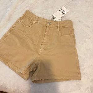 COPY - Zara, High waisted khaki denim shorts